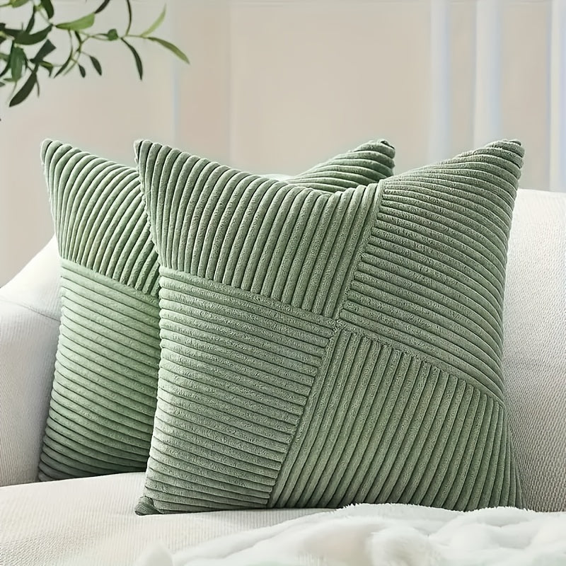 2-delad Bohemisk Stil Corduroy Kuddöverdrag – Mjuk och Stilig för Soffa och Säng Carvallo