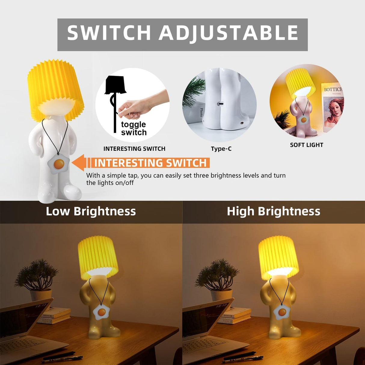 GlowCraft - Dimbar Akryl Bordslampa med LED-belysning och Tryckknappskontroll Carvallo