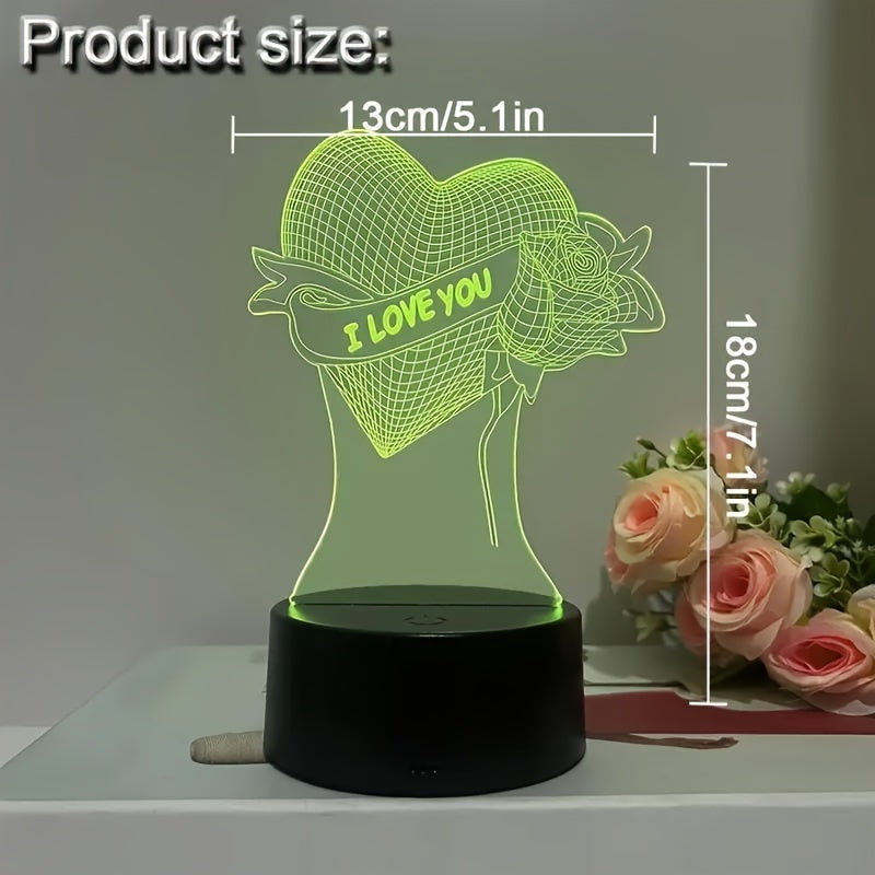 HartLicht - 3D LED Illusionslampa med Touchkontroll, 7 Färger & USB/Batteri Ström Carvallo