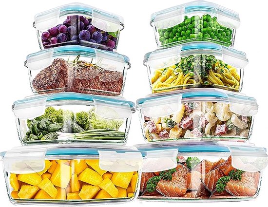 Glas-Freshkeeping-doser Set – Lufttäta förvaringsbehållare med lock för kök & Meal Prep Carvallo