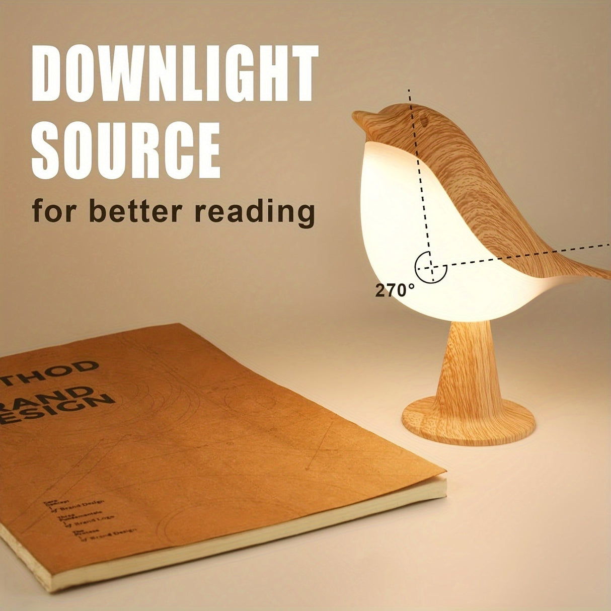 LED Fågel Lampa med Aromadiffusor – USB Laddningsbar Nattlampa och Lästlampa med 3 Färgtemperaturer Carvallo