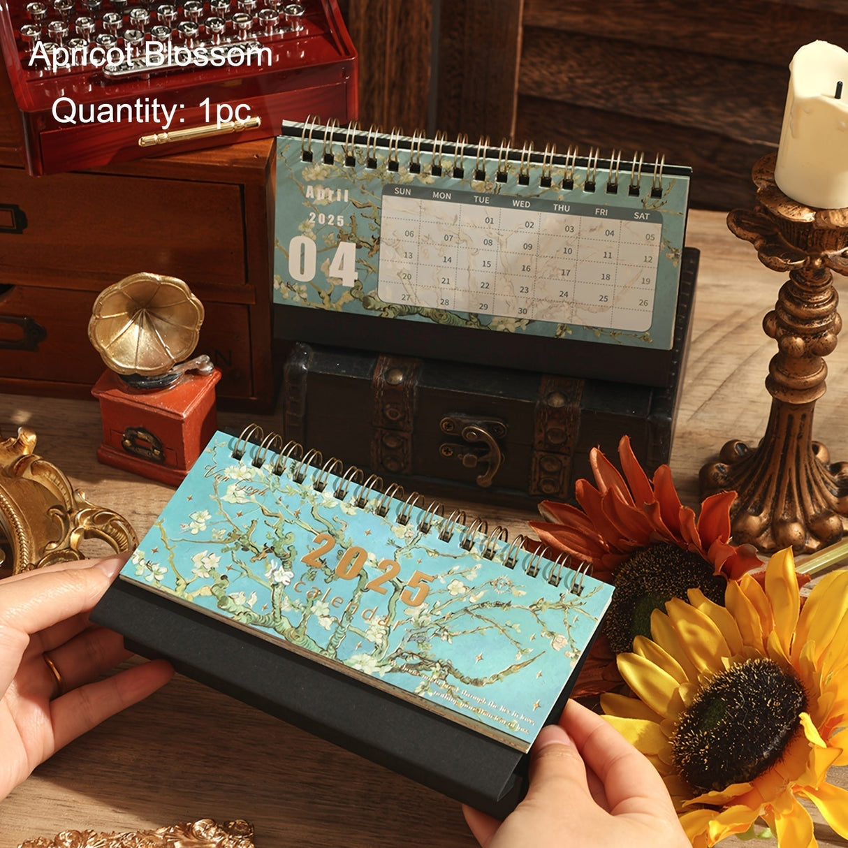 Skrivbords kalender med vintage konstdesign Carvallo