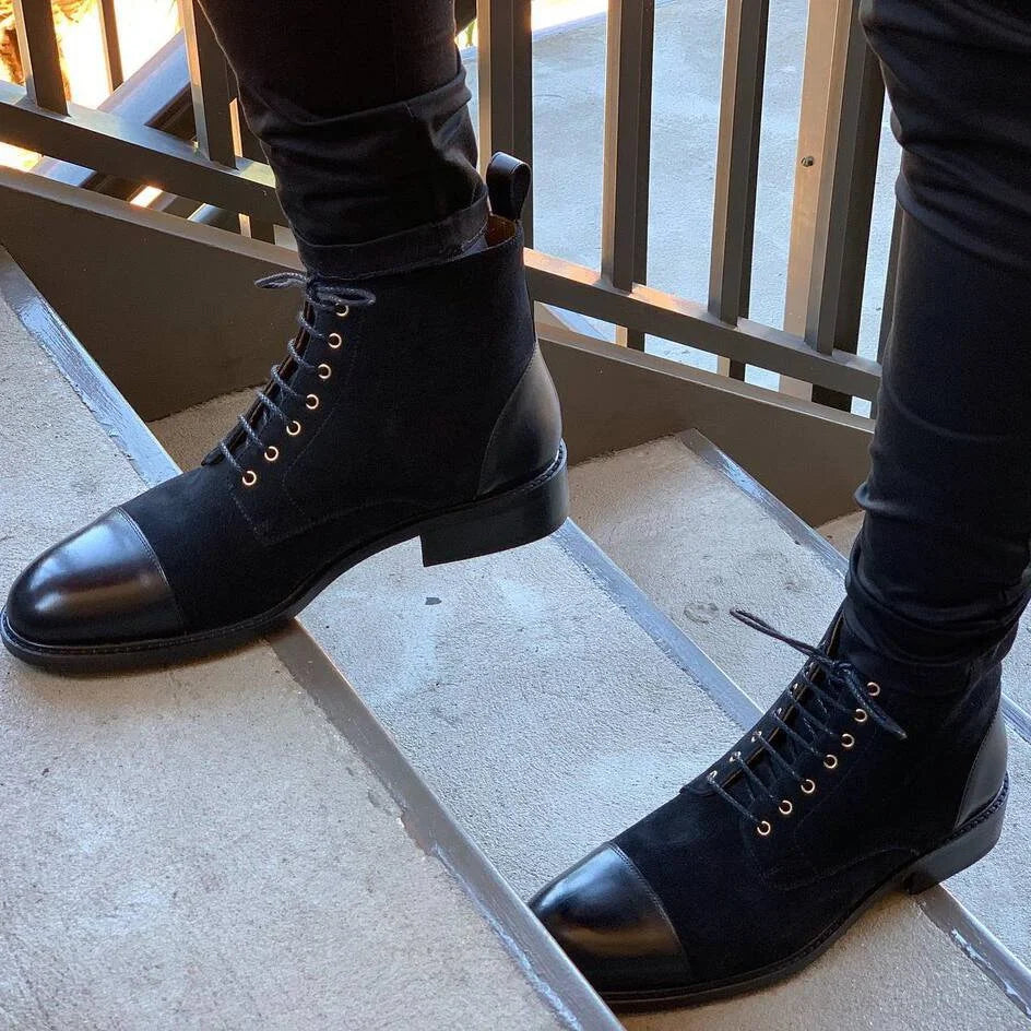 Herrstövlar Läder Tidlös Design Högkvalitativ och Bekväm Hemnix