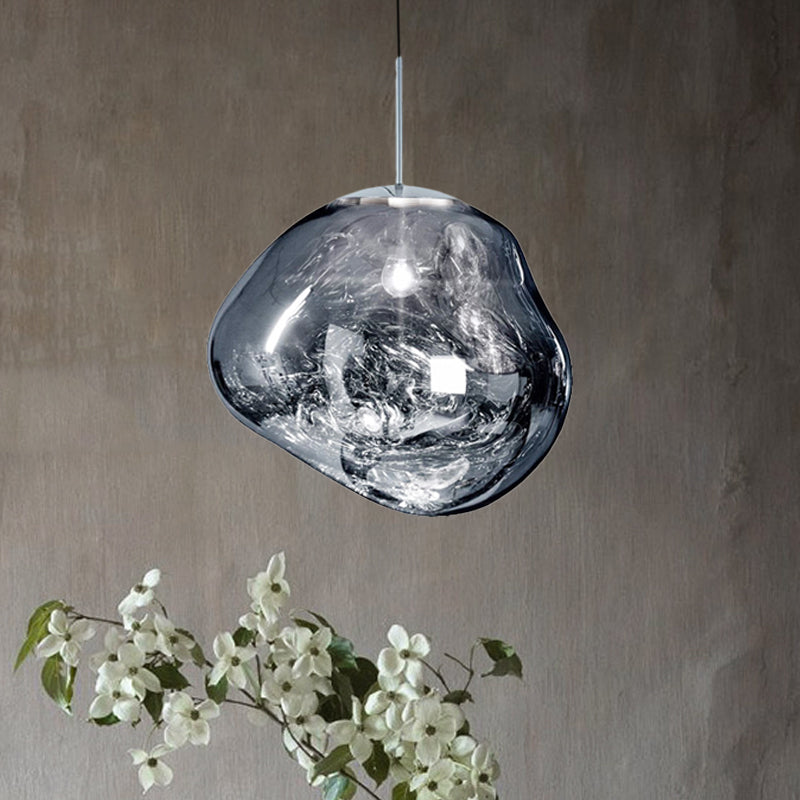 Modern taklampa i silver/röd glas 1 lampa matplats plafondlampa Carvallo