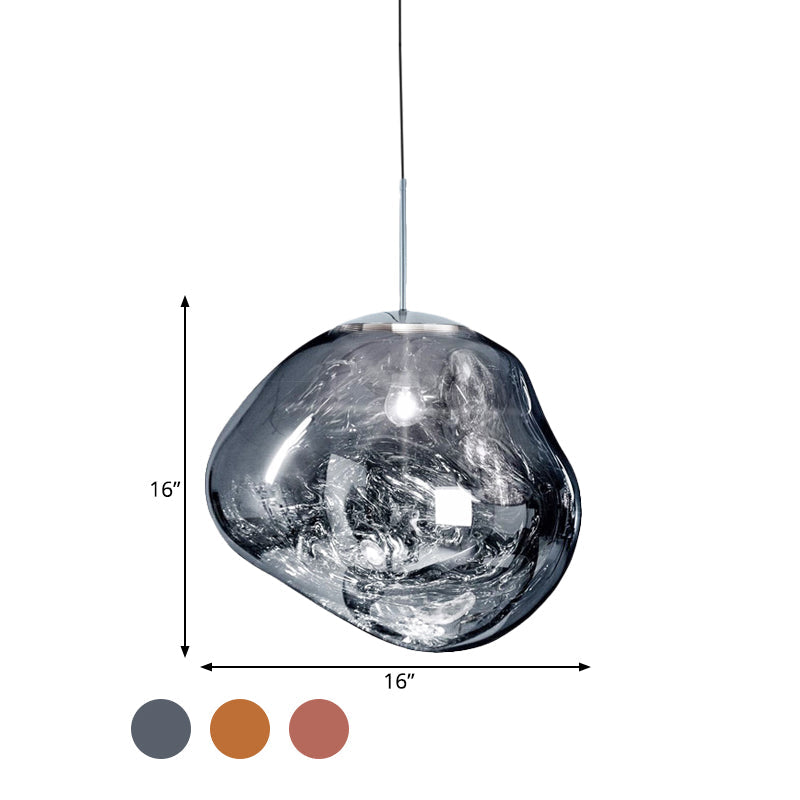 Modern taklampa i silver/röd glas 1 lampa matplats plafondlampa Carvallo