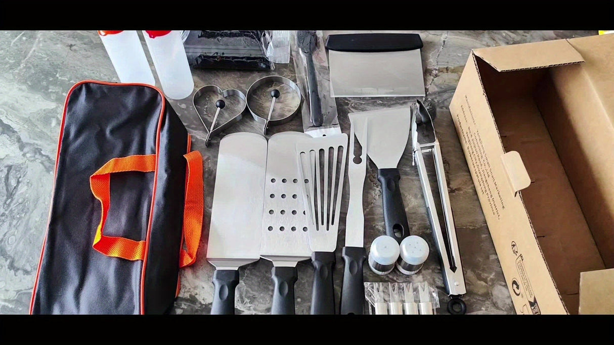 Carvallo BBQ Grillset 20-delat | Komplett tillbehörsset | Rostfritt stål | För inomhus & utomhus Carvallo