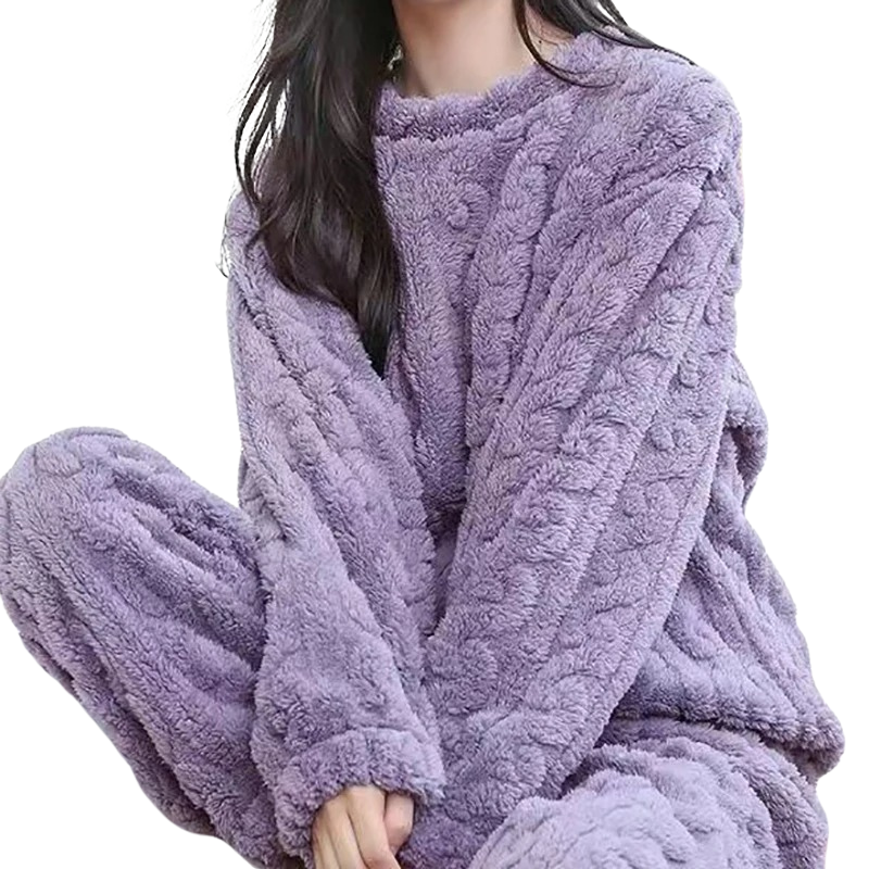 Pyjamasset i varm fleece för kvinnor-Hemnix-Lila-Hemnix