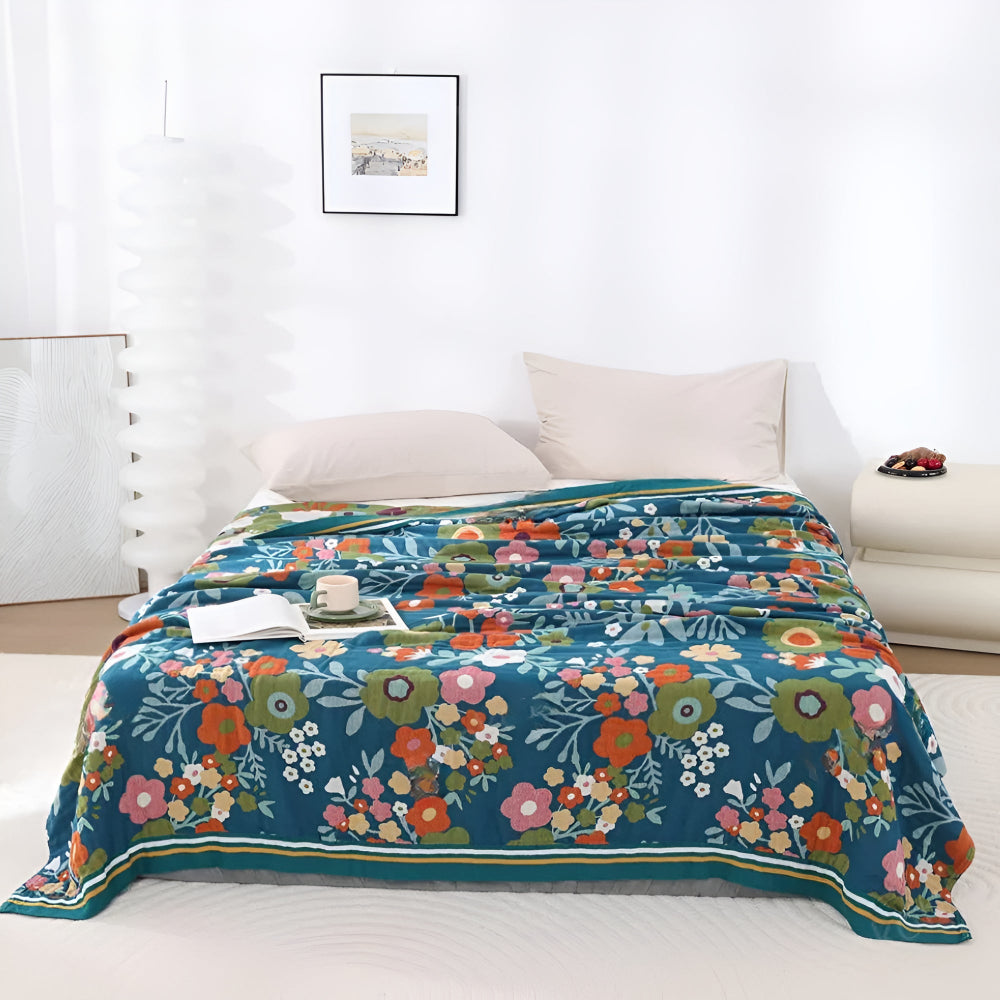 Wildflower Botanical Lykke Cotton Blanket Carvallo