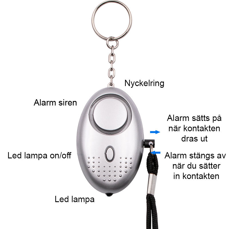 Litet Överfallslarm 130db 60min-Personligt-BB-Hemnix