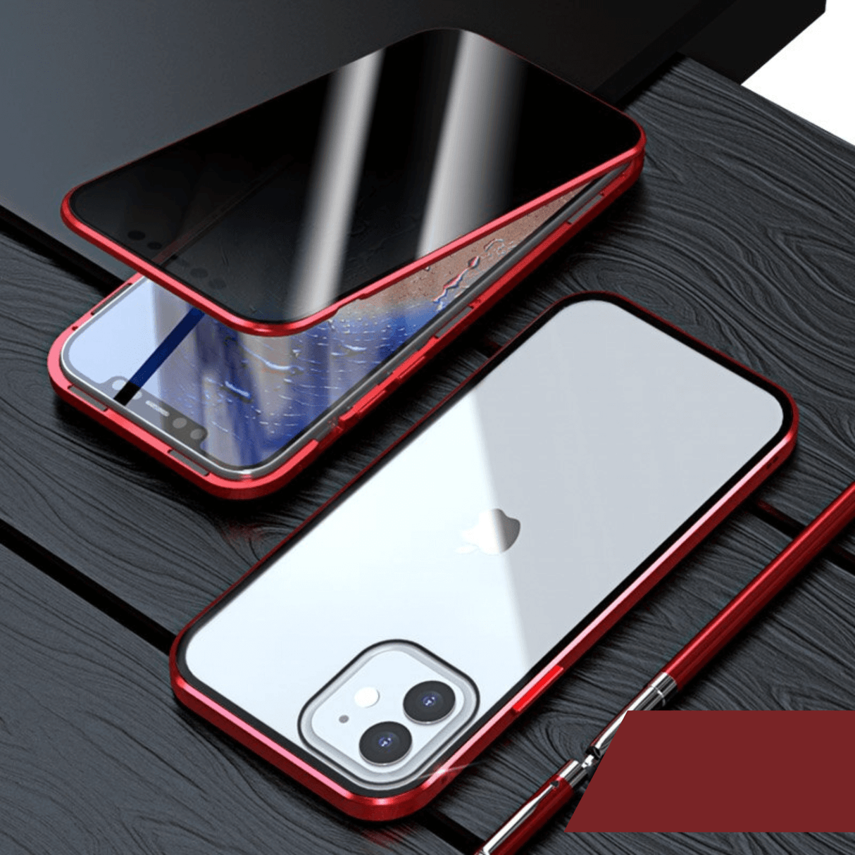 Anti-Spaning Magnetisk Telefonväska-Phone Accessories-Hemnix-Rött-För iPhone 12-Hemnix