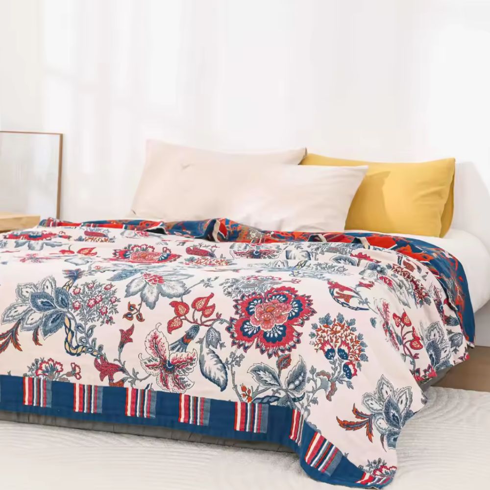 Retro Botanica Bliss Cotton Blanket Carvallo