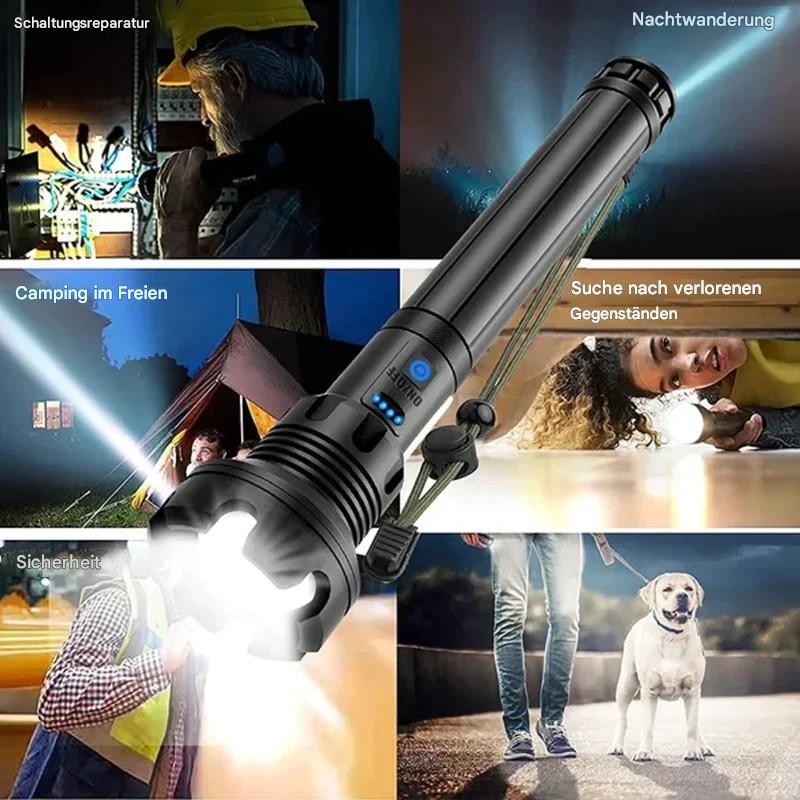 Taktisk ficklampa – LED ficklampa med zoom & powerbank-funktion Carvallo