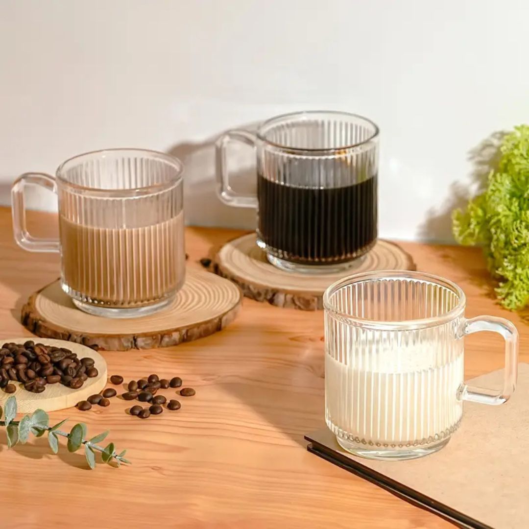 6-Pack Premium Glas Muggar med Handtag – Kaffemuggar i Borosilikatglas för Kaffe & Te Hemnix