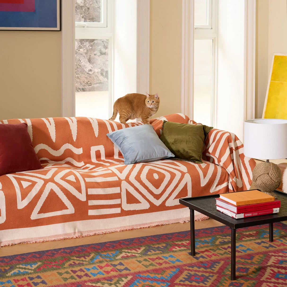 Geometrisk Boho Stil Sofföverdrag - Modern, Stilig & Hållbart Soffskydd Carvallo