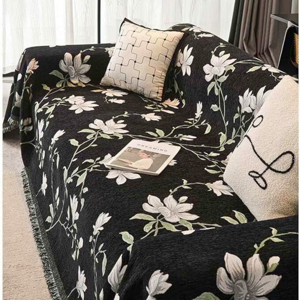 Vintage Floral Chenille Sofföverdrag Carvallo
