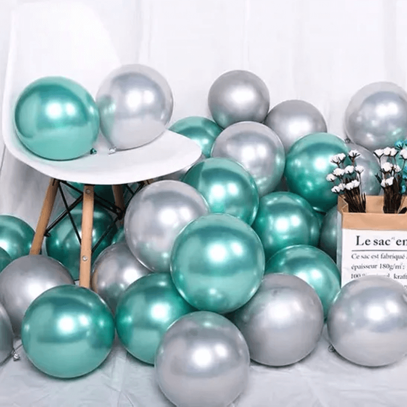 God Jul Ballonger i Flera Färger - Latexballonger Festballonger-Jul-BB-Grön/Silver (Metallisk)-10 st-Hemnix