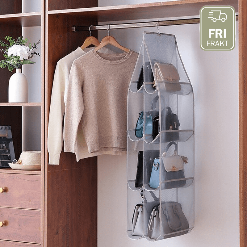 Hängande Garderobsorganisatör för Handväskor och Skor-Organisering Hemmet-BB-4 Hyllplan-Grå-Hemnix