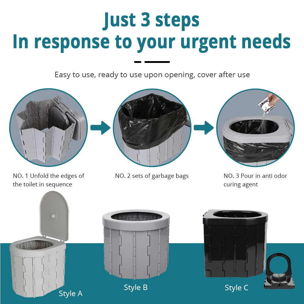 Fällbar bärbar toalett | Hållbar, platsbesparande design för camping, vandring och vägtrippar Carvallo