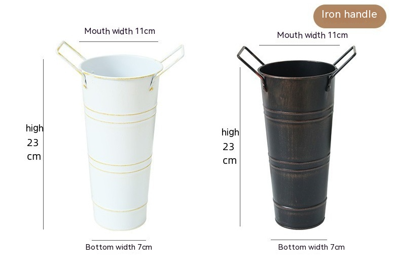 Retro Eisen-Blomkruka med handtag – Dekorativ metallblomkruka för hemmet Carvallo