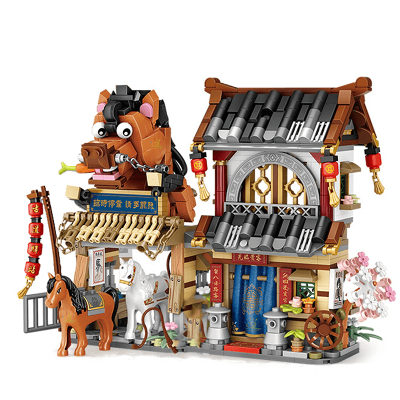 Japansk Gatumiljö Mini Byggklossar - DIY Modell-Byggsats Japansk Gata-BB-Häst-Hemnix