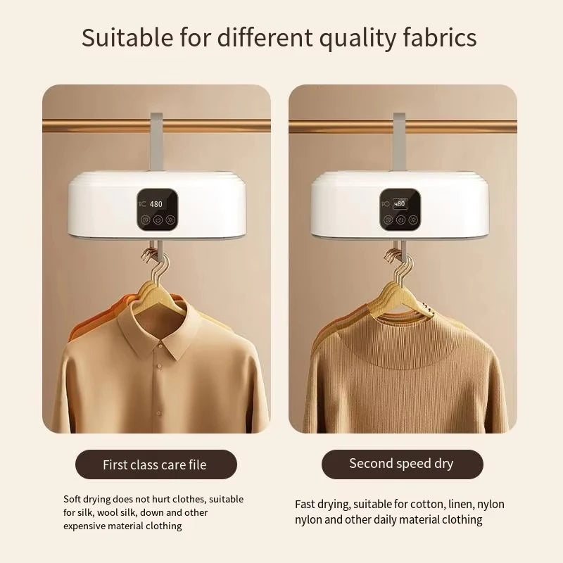 Bärbar elektrisk klädtork med fjärrkontroll – Snabbtorkande och kompakt tvättlösning Carvallo