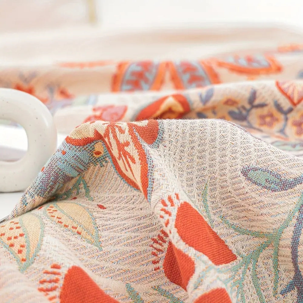 Vineyard Blossom Reversible Cotton Blanket Carvallo