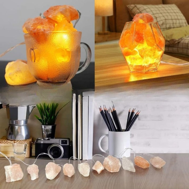 Royaleva Himalaya Salt String Lights - Portable Warm Amber Decor, Natural Crystal Carvallo