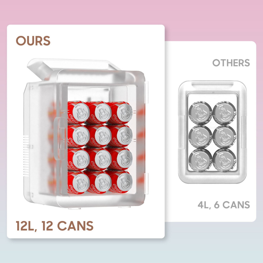 Mini Kylskåp Spegeldörr Portabel 12L Kylare Carvallo