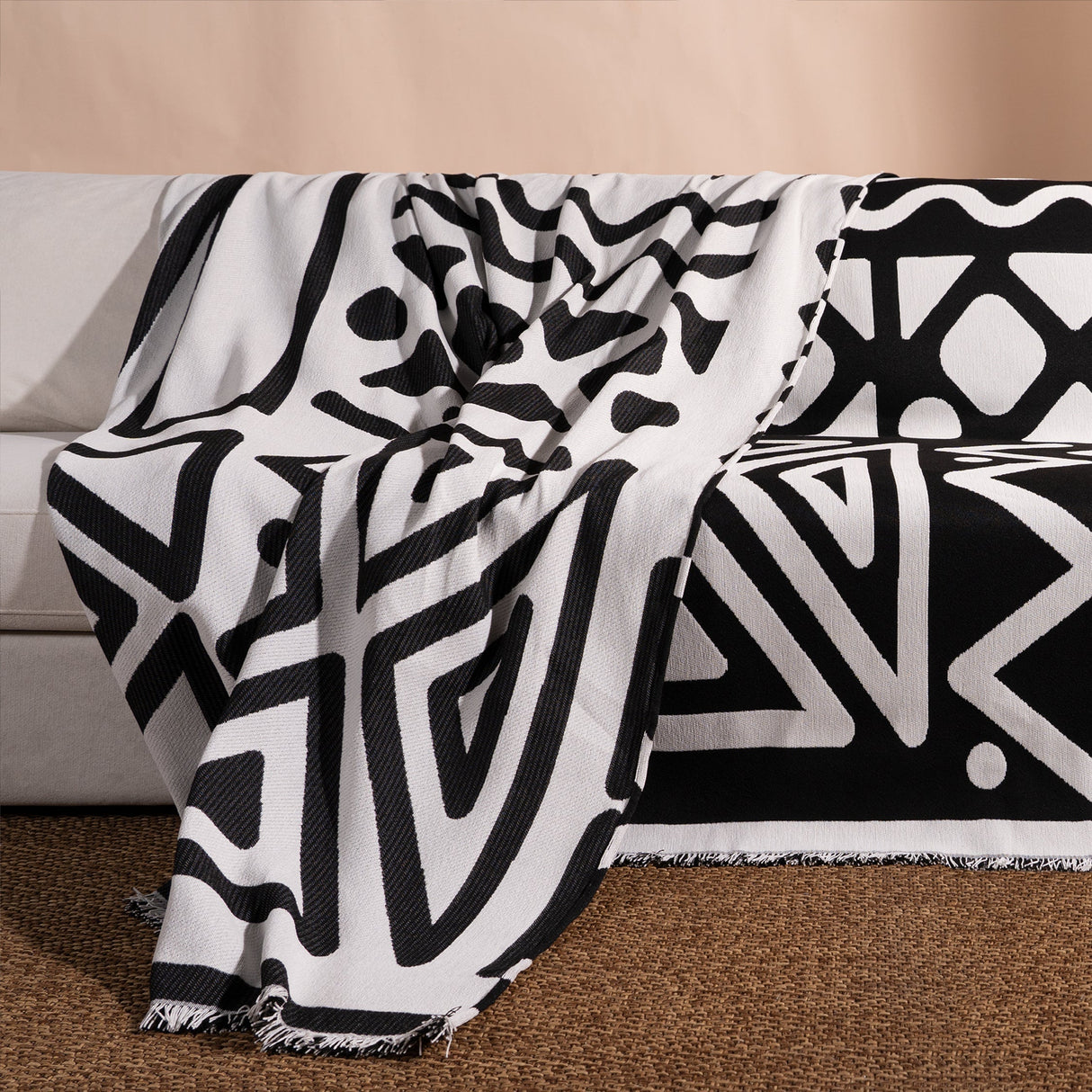 Geometrisk Boho Stil Sofföverdrag - Modern, Stilig & Hållbart Soffskydd Carvallo