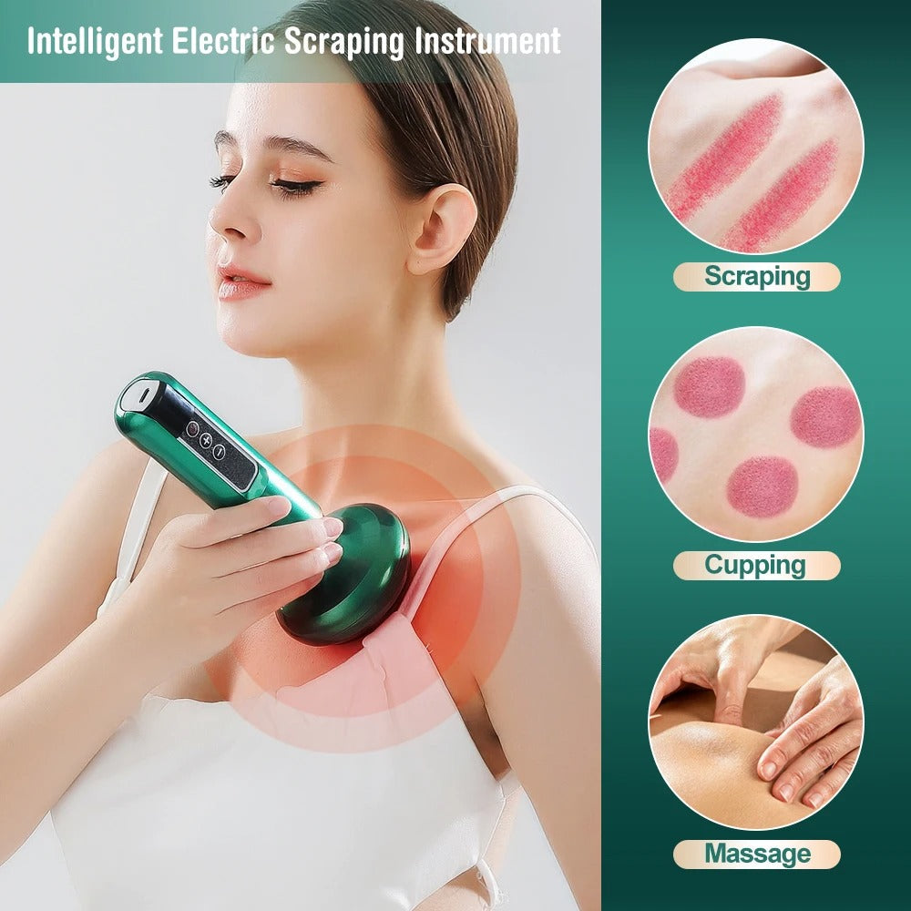 Elektrisk cup-massager – vakuum-sug gua sha med infraröd värme för anti-cellulit och kroppsnedskärningsterapi Carvallo