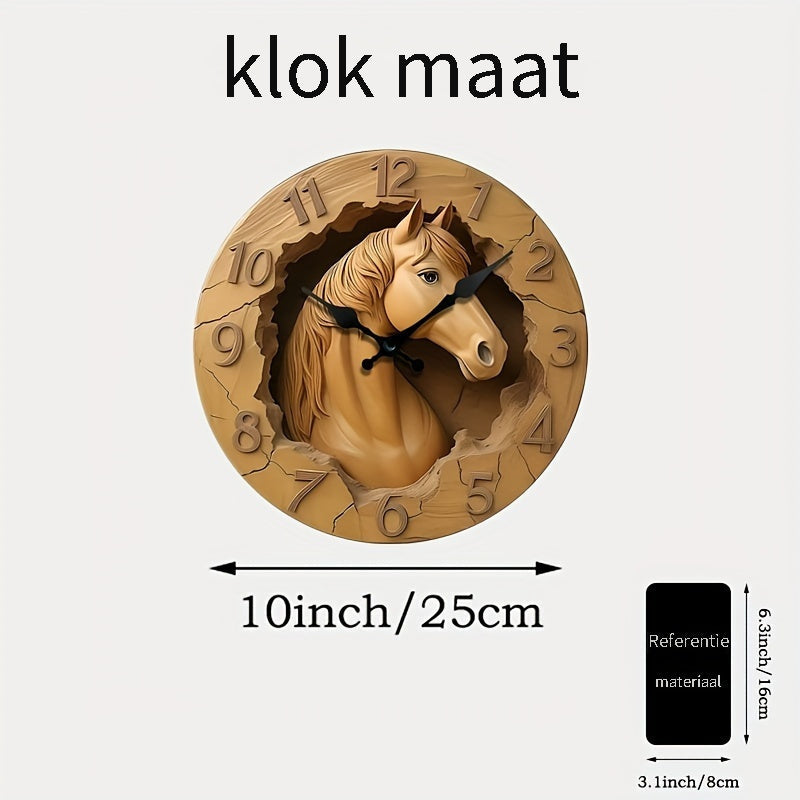 EquineElegance - Träskulpterad Tyst V Väggklocka Carvallo