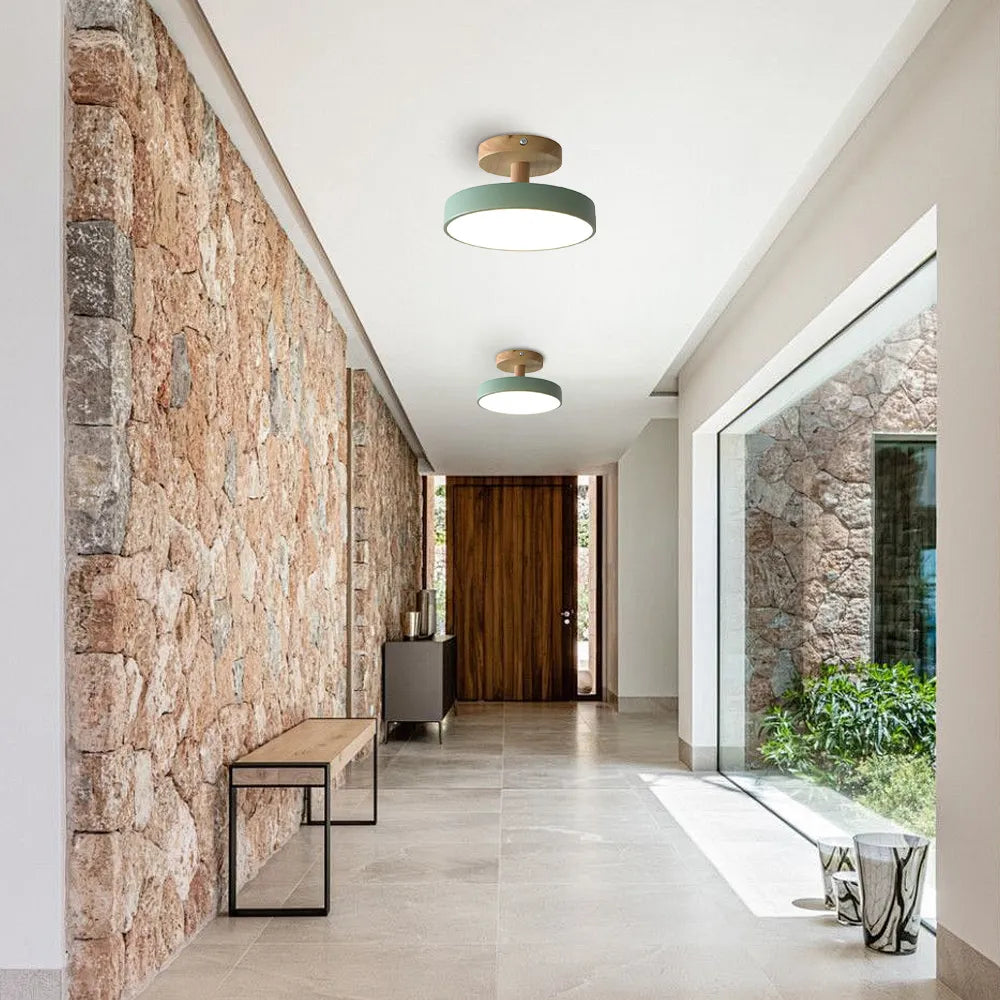 Industriell LED Taklampa | Trä & Järn Armatur | 12W Energibesparande Lampa | 7.09x3.94 in | Brick by Brick Carvallo