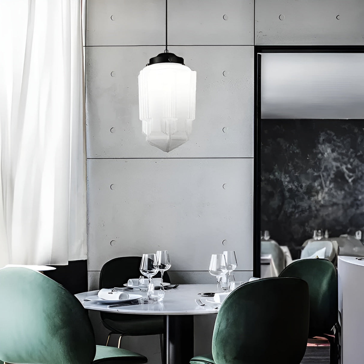 Hängelampa i opalglas – Vintage design med geometrisk glas Carvallo