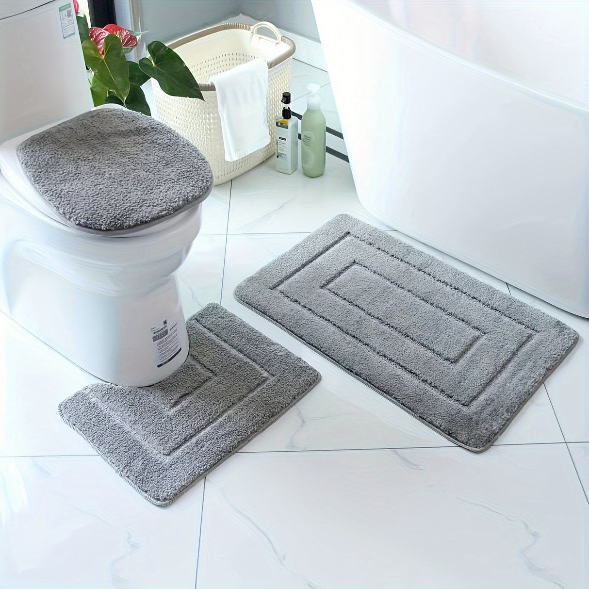 3-delad ultrafin fiber badrumsmattor set – snabbtorkande och absorberande Carvallo