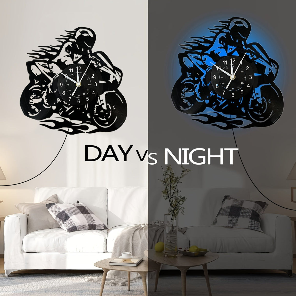 Vinylskivklocka - Motortema, Stil, För Vardagsrum och Kontorsdekoration Carvallo
