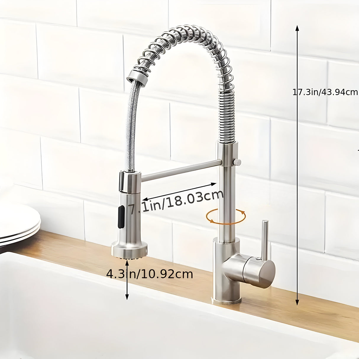 FlowNova - Multifunktionell diskbänksblandare (Borstad stål) Carvallo