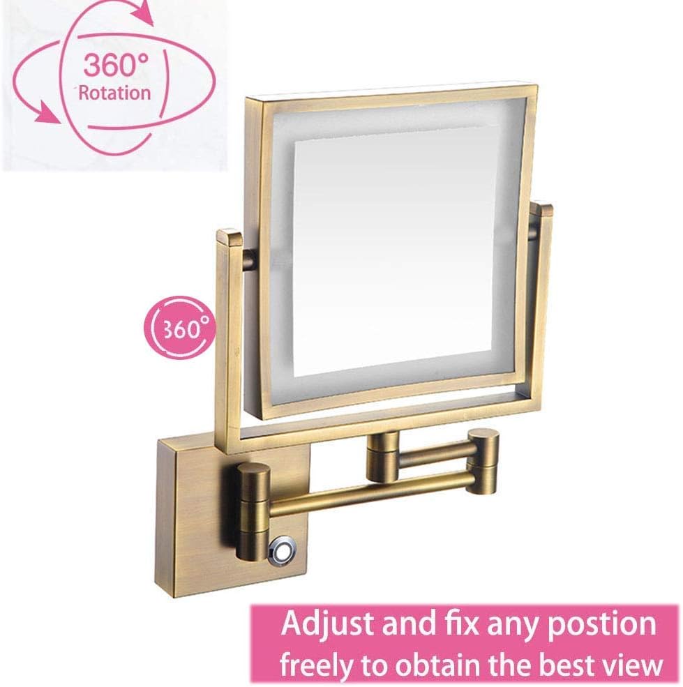 Väggmonterad sminkspegel – Uppladdningsbart batteri, flexibel arm och dubbel zoom MILA Sverige