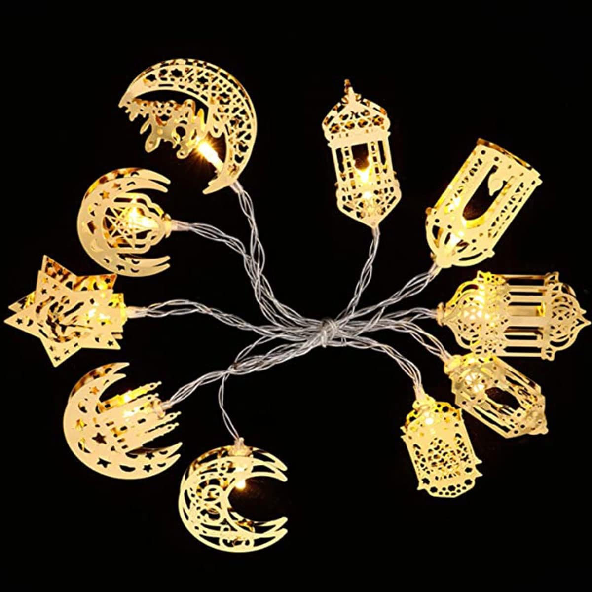 Färgglada LED-ljusslingor – Dekorativa ljus med måne- och lyktteman för hem och trädgård Carvallo