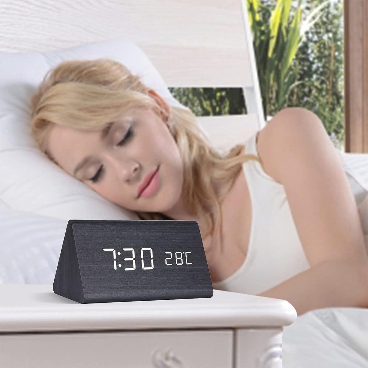 Väckarklocka Digital Trä LED Skärm Carvallo