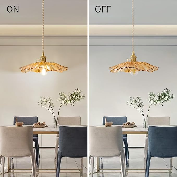 Vintage Floral Glass Pendant Light Fixture for Dining Room - Elegant Retro Design to Illuminate Your Space Carvallo