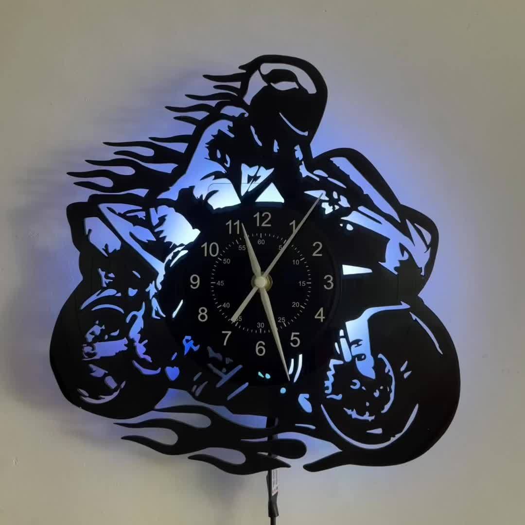 Vinylskivklocka - Motortema, Stil, För Vardagsrum och Kontorsdekoration Carvallo