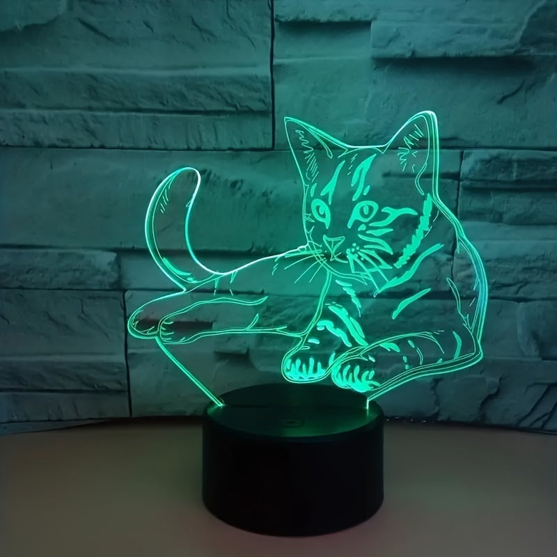 CatGlow - 3D Katt Nattlampa med 7 Färger Touch Kontroll Carvallo