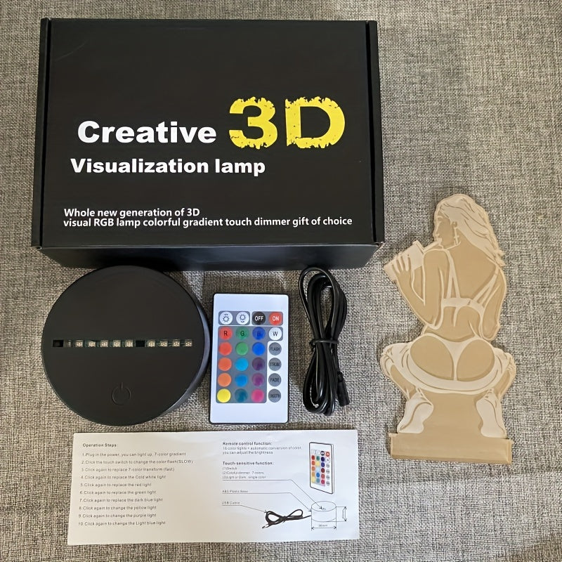 DecoLamp - 3D Konstnärlig Bordslampa med Fjärrkontroll, USB Driv, 16 Färgval Carvallo