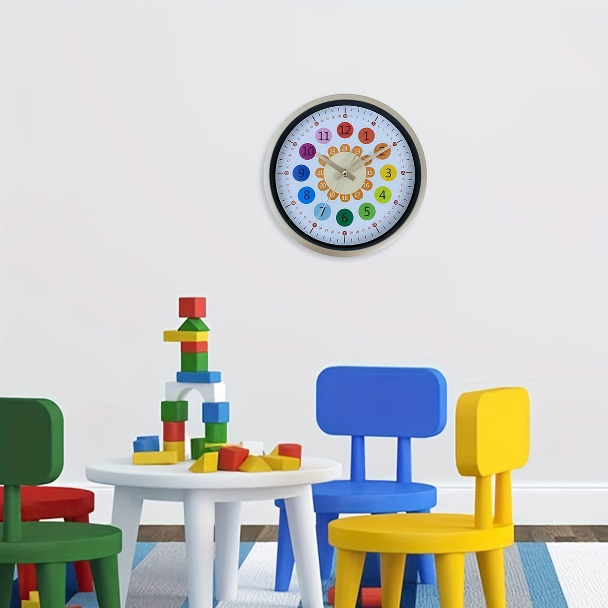 RainbowTime – Färgglatt väggur med ljudlös urverk för rolig inlärning Carvallo