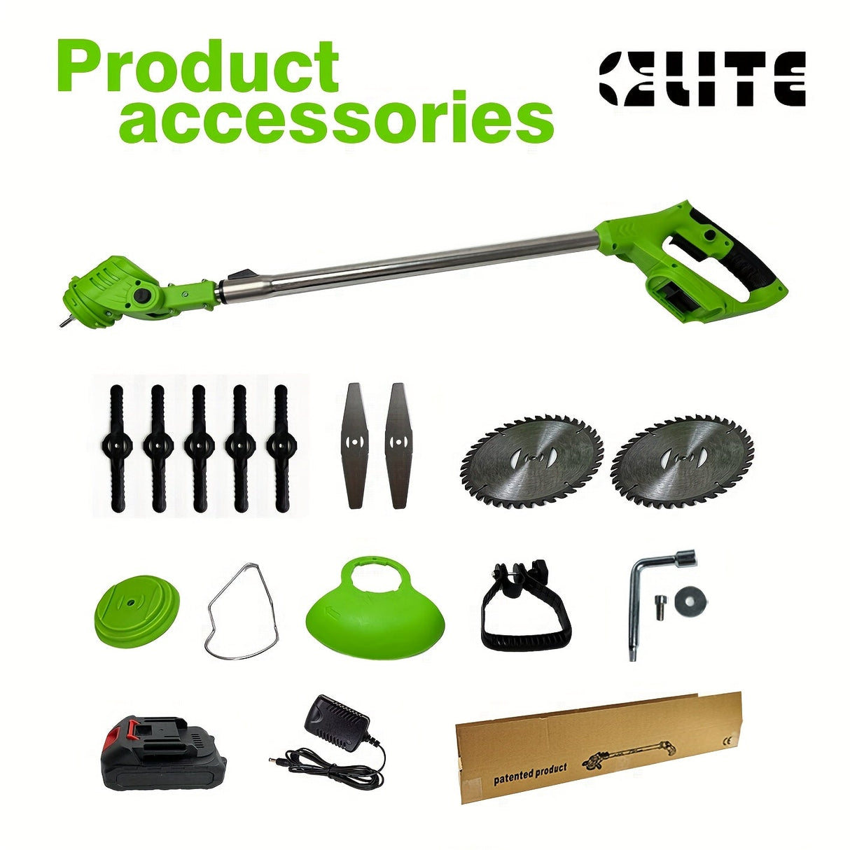 Carvallo Grästrimmer GrünKraft | Trådlös & Justerbar | Flera knivhuvuden | Lätt & Bärbar Carvallo