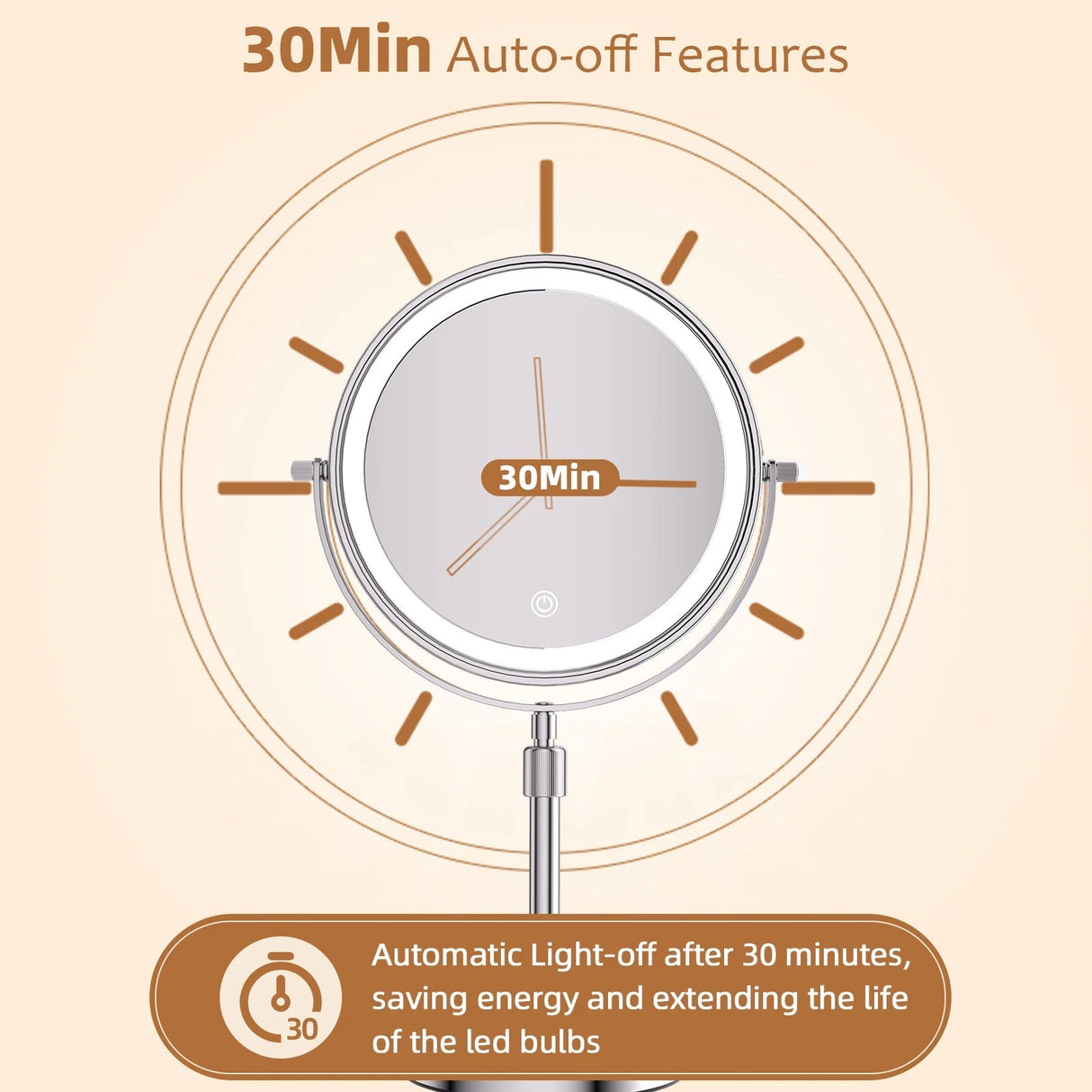 LED Sminkspegel med Ljus & 10X Zoom – Trådlös & Justerbar Carvallo