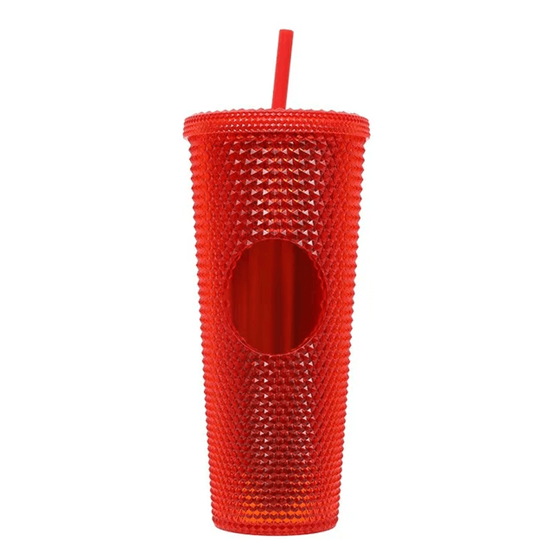 Återanvändbar Mugg med Sugrör 710ml-Personligt-BB-Röd-Hemnix