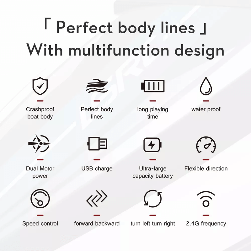 Snabb Fjärrstyrd Båt – 25km/h Racerbåt med IPX4 Vattentäthet och Vattenkylningssystem-Radiostyrt-BB-Hemnix