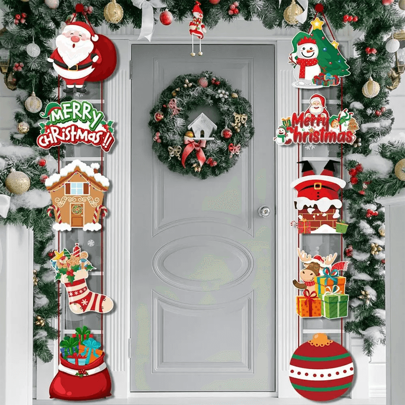 God Jul Hängande Dörrbanderoll - Jultomte, Snögubbe, Julgran, Pepparkakshus-Jul-BB-Hemnix