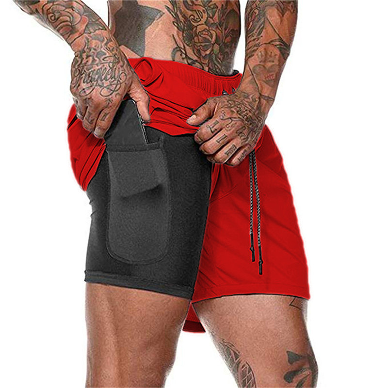 Strandshorts med dubbla lager för män-Hemnix-Röd-M-Hemnix
